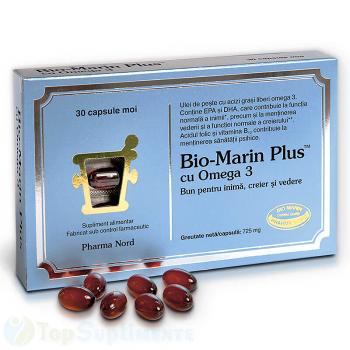 Bio-Marin Plus Omega3 30cps. moi, ulei pește, memorie, creier, inimă, sistem vascular, piele, păr, psihic, stres, vedere (Pharma Nord) [1]