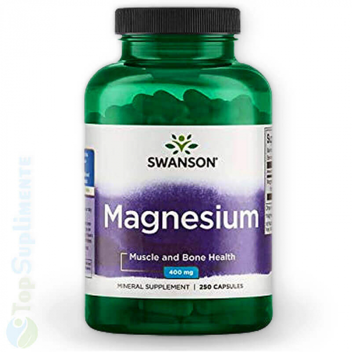 Magneziu 200mg. 250 capsule, dezvoltare și sănătate oase, mușchi, nervi, dinți, funcțiile inimii, imunitate, psihic, somn (Swanson) [1]
