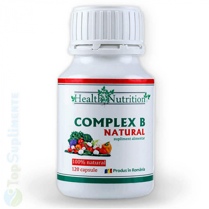 Complex 8 vitamine B 100% naturale 120 capsule, imunitate, nervi, mușchi, creier, stres, oboseala, ochi, fertilitate, sarcină (Health Nutrition) [1]