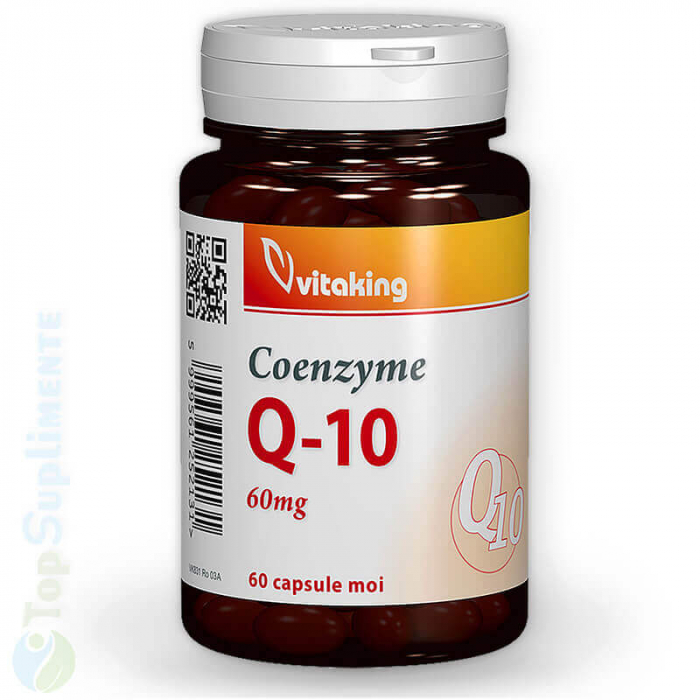 Coenzima Q10 60mg. 60 capsule, îmbătrânire, inimă, vase sânge, sistem vascular, imunitate, creier, ficat, mușchi, articulații (Vitaking) [1]