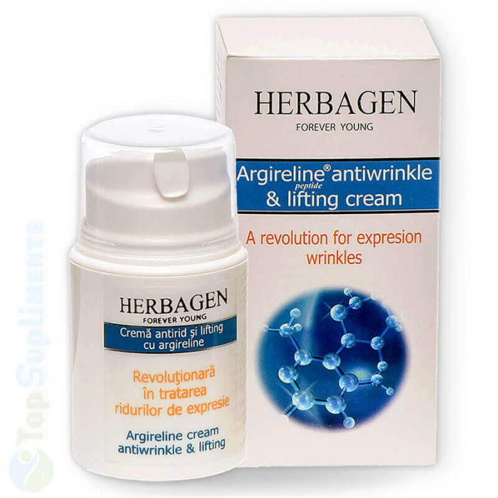 Cremă antirid și lifting cu Argireline 50gr. piele și ten, îmbătrânire, elasticitate, hidratare, riduri, radicali liberi (Herbagen) [1]