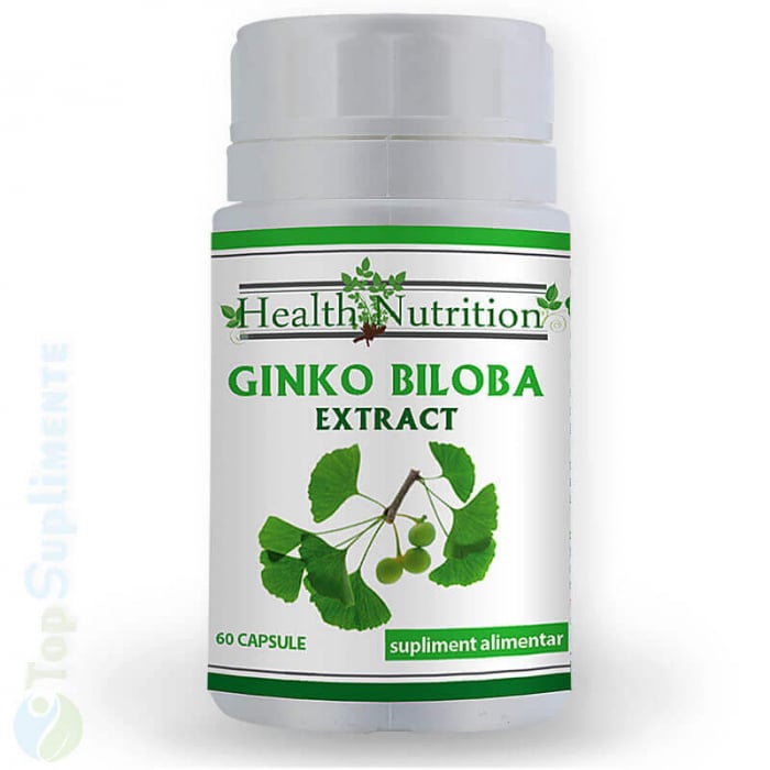 Ginkgo Biloba Extract 60 capsule, oxigenare creier, memorie, sistem cerebral, circulatie, depresie, insomnii, crampe (Health Nutrition) [1]
