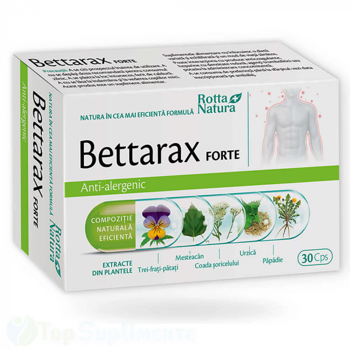 Bettarax Forte pentru alergii de sezon, alergeni, substanțe toxice, sănătate piele, respirație, extracte naturale (Rotta Natura) [1]