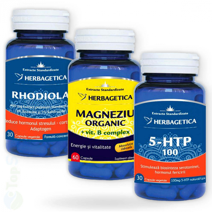 Pachet pastile antistres Fara Stres Herbagetica 5htp rhodiola magneziu TopSuplimente [2]