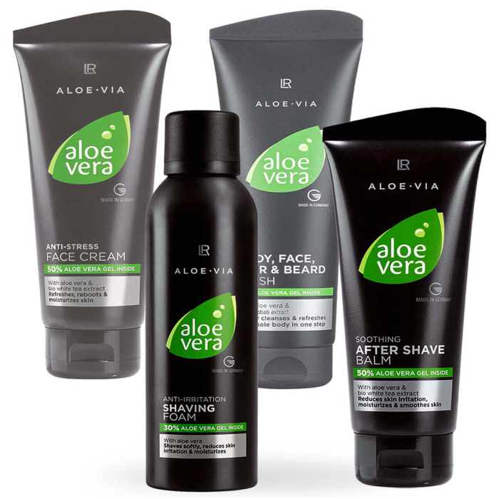 Set barbierit barbati cu aloe vera LR spuma de ras after shave crema anti stress, sampon LR TopSuplimente [1]