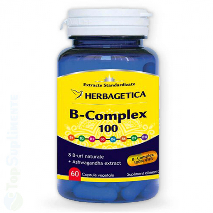 Vitamina B-Complex-100 cu ashwagandha pastile, capsule Herbagetica - TopSuplimente [1]