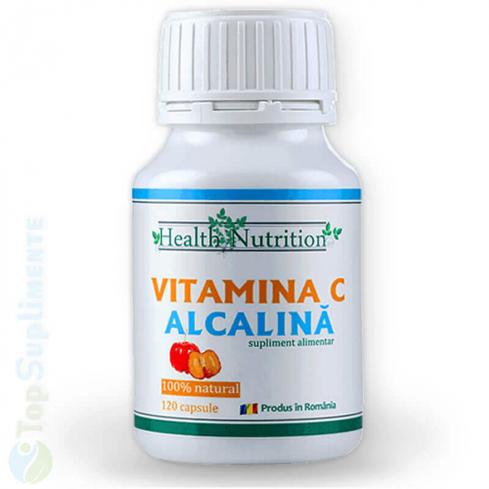 Vitamina C alcalină 120 capsule, imunitate, creștere și dezvoltare, oase, mușchi, dinți, respirație, răceli, viroze (Health Nutrition) [1]