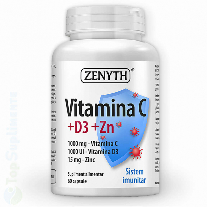 Vitamina C D3 Zinc Zn pastile imunitate Zenyth 60 capsule TopSuplimente [1]