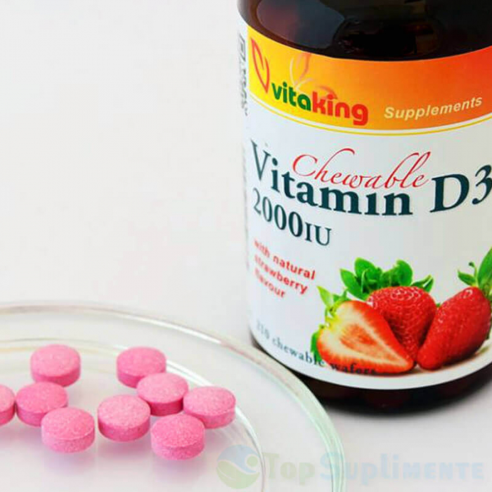 Vitamina D3 2000 UI pastile masticabile Vitaking 90-210tab TopSuplimente [2]