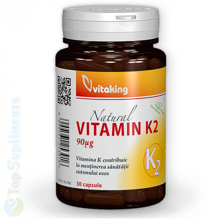 Vitamina K2 naturală 30 capsule, oase și sistem osos, depunere calciu (Vitaking) [1]