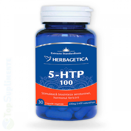 Suplimente alimentare - 5-HTP 100 pastile antistres vitamine sistem nervos stres si serotonina Herbagetica - TopSuplimente