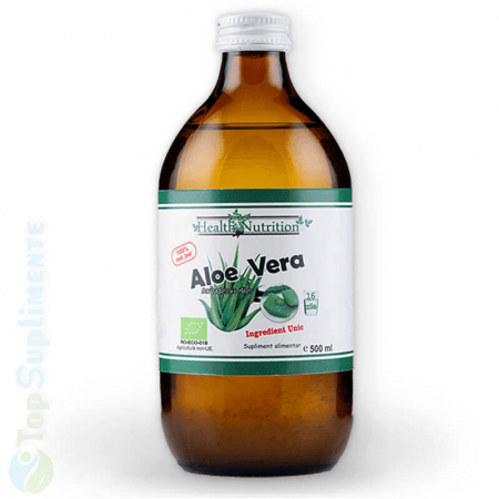 Vitamine lichide - Suc bio Aloe Vera 100% pur 500 ml. imunitate, detoxifiere, tranzit intestinal, pancreas, glicemie, astm și viroze (Health Nutrition)