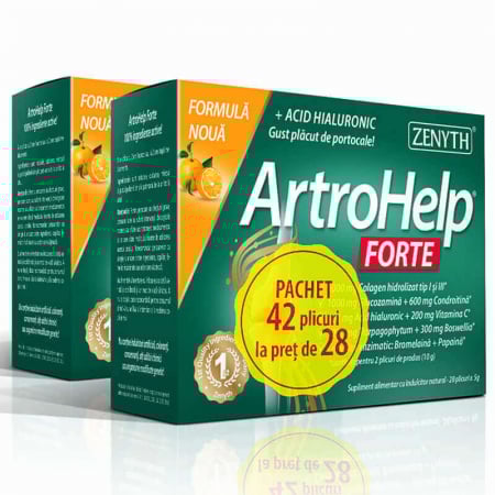 Suplimente alimentare - ArtroHelp Forte supliment articulatii pudra Zenyth 28+14 plicuri TopSuplimente