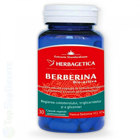Suplimente alimentare - Berberina bio-activa pastile glicemie colesterol trigliceride Herbagetica - TopSuplimente