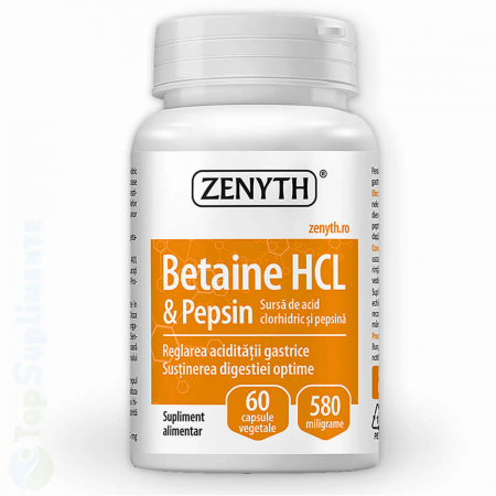 Suplimente digestie - Betaina HCL & Pepsina pentru acid gastric si digestie Zenyth - TopSuplimente