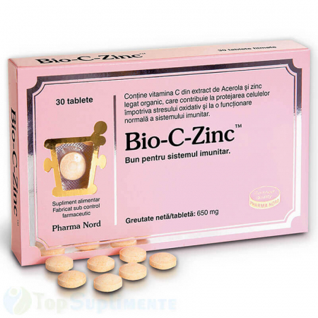 Vitamine pentru imunitate - Bio C-Zinc vitamina C cu zinc pentru imunitate PharmaNord TopSuplimente