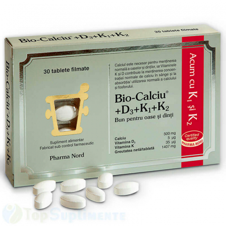 Suplimente alimentare - Bio Calciu cu vitamina D3 K1 K2 Pharma Nord 30cps TopSuplimente
