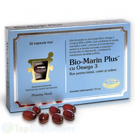 Bio-Marin Plus Omega3 30cps. moi, ulei pește, memorie, creier, inimă, sistem vascular, piele, păr, psihic, stres, vedere (Pharma Nord) [0]