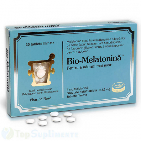 Vitamine pentru oboseala - Bio Melatonina 3mg pastile de somn si stres PharmaNord 30cps TopSuplimente