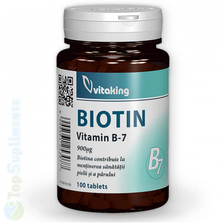 Vitamina B7 biotina 900mg pastile memorie piele par Vitaking 100cps TopSuplimente