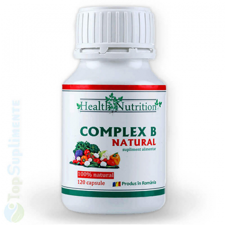 Complex 8 vitamine B 100% naturale 120 capsule, imunitate, nervi, mușchi, creier, stres, oboseala, ochi, fertilitate, sarcină (Health Nutrition) [0]