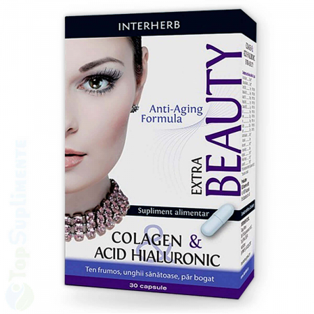 Ingrijire speciala - Colagen si acid hialuronic Extra Beauty pastile piele ten articulatii Interherb 30 capsule TopSuplimente