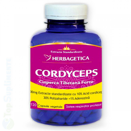 Vitamine pentru oboseala - Cordyceps sinensis Ciuperca tibetana Forte capsule Herbagetica - TopSuplimente