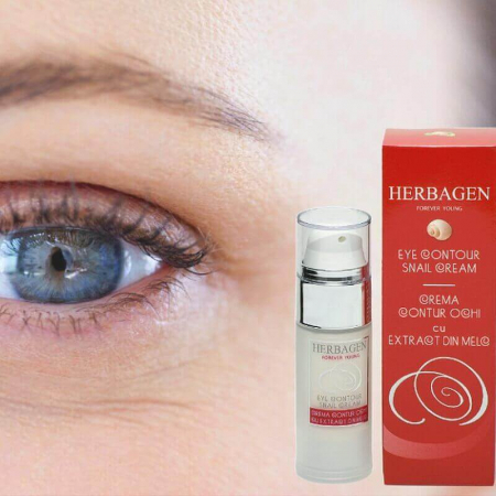 Cremă contur ochi cu extract melc 30ml. riduri, regenerare țesuturi, hidratare, elasticitate piele, cearcăne, îmbătrânire (Herbagen) [2]