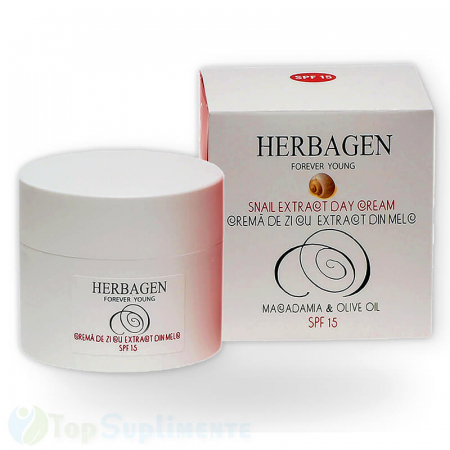 Protectie solara - Crema de zi cu extract de melc Herbagen SPF15 50gr TopSuplimente