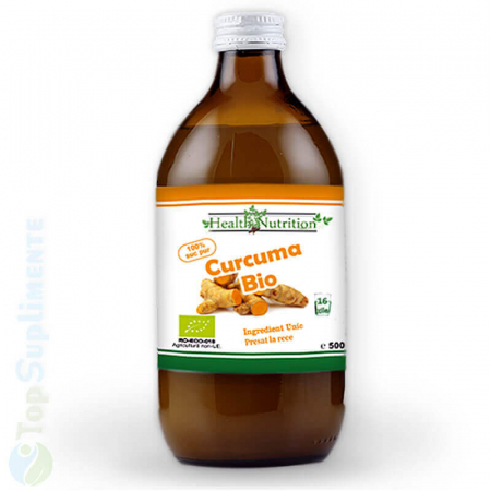 Vitamine lichide - Suc bio Turmeric/Curcumă 100% pur 500 ml. digestie, tranzit intestinal, floră, energie, detoxifiere, antioxidanți, circulație (Health Nutrition)
