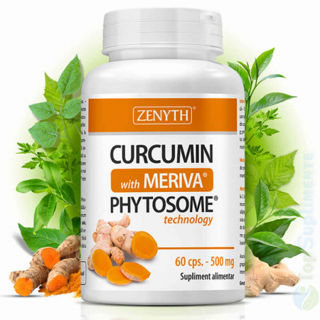Suplimente antioxidanti - Curcumin cu Meriva turmeric curcuma longa capsule pastile articulatii Zenyth 60cps TopSuplimente