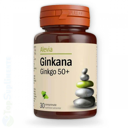 Pastile de memorie - Ginkana 50+ Ginkgo biloba ginseng varstnici batrani Alevia - TopSuplimente