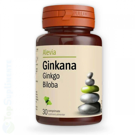 Vitamine pentru batrani - Ginkana Ginkgo Biloba 40mg pastile memorie antistres Alevia - TopSuplimente