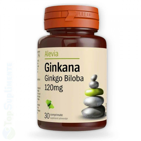 Vitamine pentru batrani - Ginkana Ginkgo Biloba Forte 120mg pastile memorie Alevia - TopSuplimente