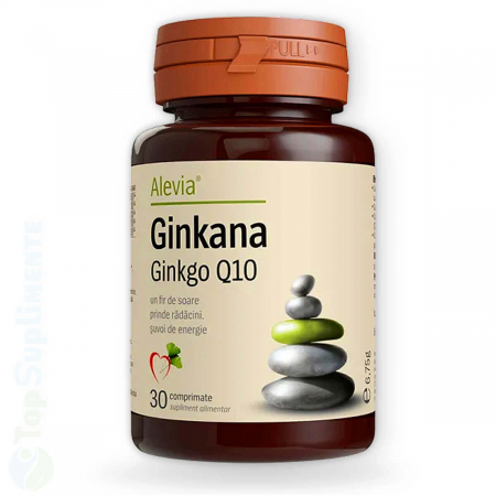 Vitamine pentru batrani - Ginkana Ginkgo biloba Coenzima Q10 vitamine B complex capsule pastile Alevia 30cps TopSuplimente