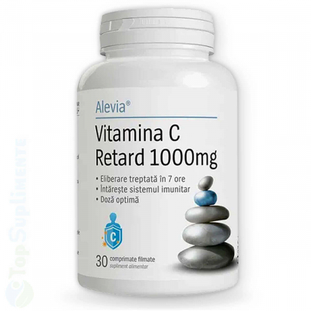 Suplimente alimentare - Vitamina C Retard, Zn și D3 Alevia cu absorbție și eliberare treptată, imunitate, răceală, gripă, oboseală, anemie, formare colagen