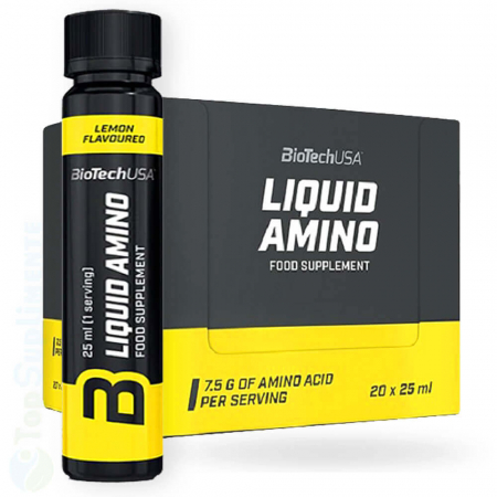 Liquid Amino aminoacizi fiole (formă lichidă), BCAA, vitamine B6, B12, masă musculară, recuperare, oboseală (Biotech) [0]