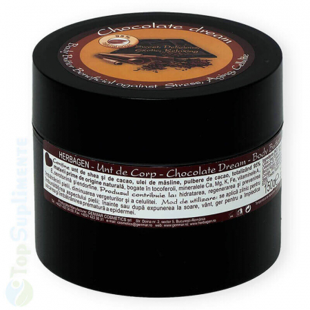 Creme de corp - Unt de corp cacao Chocolate Dream Herbagen, hidratare, vindecare piele, îmbătrânire, celulită, vergeturi, vitamine, minerale