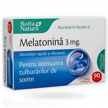 Suplimente alimentare - Melatonina 3mg sublinguala pastile de somn stres Rotta Natura 90cps TopSuplimente