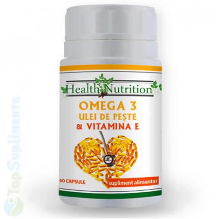 Omega 3, ulei de pește și Vitamina E 60 capsule, memorie, creier, inimă, stres, vedere, piele, digestie (Health Nutrition) [0]