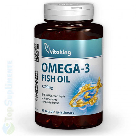 Omega 3 Forte 1200mg ulei de peste capsule Vitaking 90cps TopSuplimente