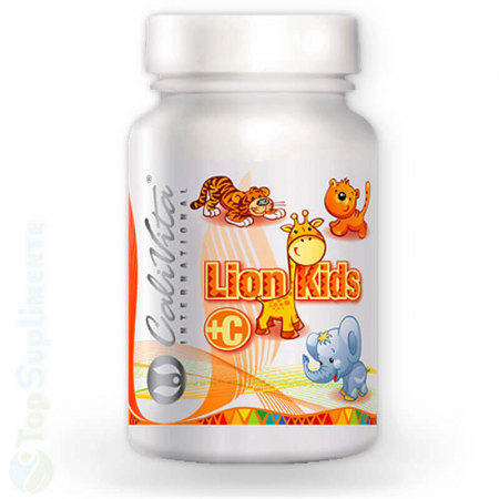 Lion Kids vitamina C masticabila Calivita, crestere, dezvoltare copii si adolescenti, imunitate, oase, muschi, dinti, prevenire carii [0]