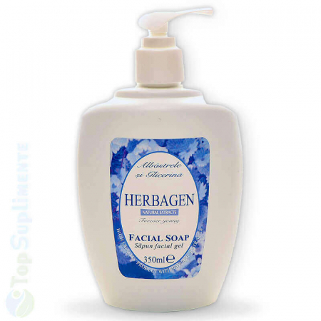 Creme de fata - Sapun lichid facial albastrele glicerina Herbagen 350ml TopSuplimente