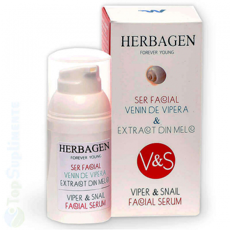 Creme de fata - Ser facial cu venin de vipera si extract de melc Herbagen 30gr TopSuplimente