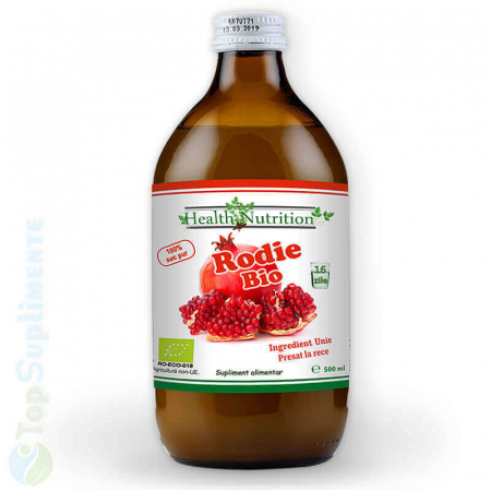 Vitamine lichide - Suc bio Rodie 100% pur 500ml. antioxidanți, protejare organe, rinichi, inimă, ficat, hipertensiune, fructul pasiunii hormoni, imunitate, detoxifiere, psihic (Health Nutrition)
