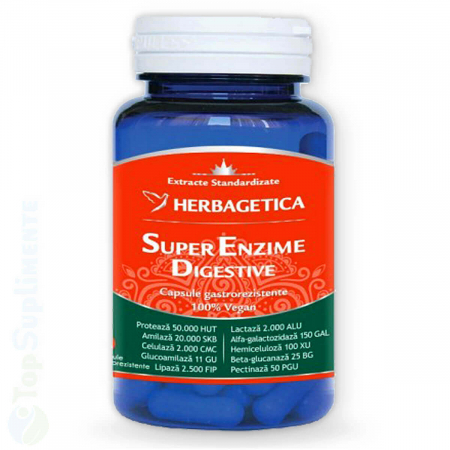 Suplimente alimentare - Super Enzime Digestive supliment pastile digestie Herbagetica - TopSuplimente