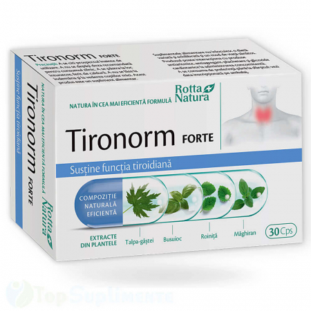 Tironorm Forte supliment tiroida, antistres si inima Rotta Natura 30cps TopSuplimente