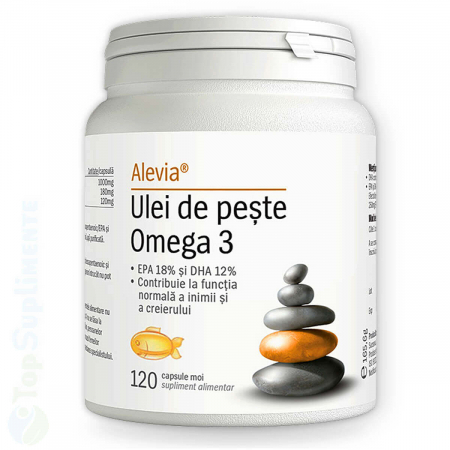 Suplimente alimentare - Ulei de peste Omega 3 1000mg 120 capsule pastile Alevia - TopSuplimente