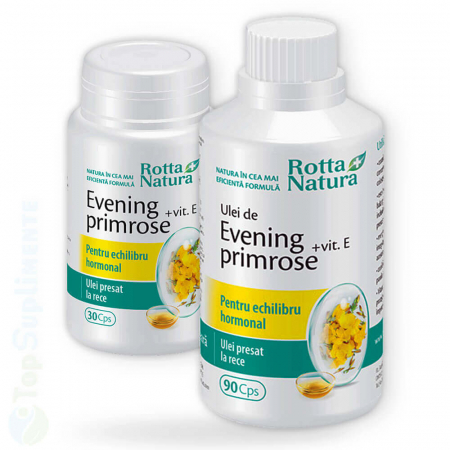 Ulei de primula luminita noptii Evening primrose oil si Vitamina E capsule Rotta 90+30cps TopSuplimente