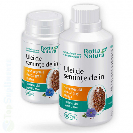 Ulei din seminte de in supliment omega 3 6 9 Rotta Natura 90+30cps TopSuplimente